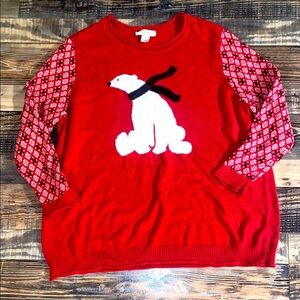CJ Banks Red Polar Bear Christmas Sweater size 1X